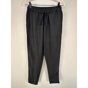 Seafolly Linen Pant XS Black Drawstring Coastal Grandma Minimalist Tapered Ankle